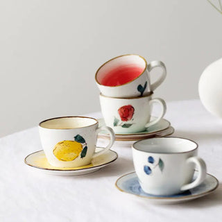 Ceramic Lemon Coffee Cup and Saucer Set - Hstrends