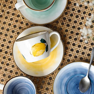 Ceramic Lemon Coffee Cup and Saucer Set - Hstrends