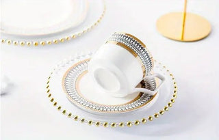 Ceramic Mug and Saucer Set with Golden Edge (1 Set) - Hstrends