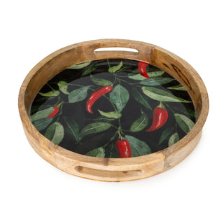 Chillies Design 30cm Round Enamel Tray - Hstrends
