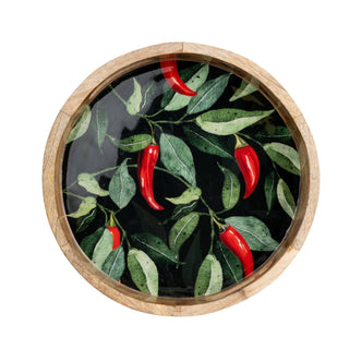 Chillies Design 30cm Round Enamel Tray - Hstrends