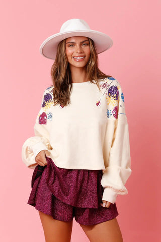 Christmas Sequined Round Neck Pullover Jumper - Hstrends