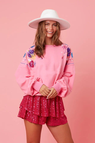 Christmas Sequined Round Neck Pullover Jumper - Hstrends