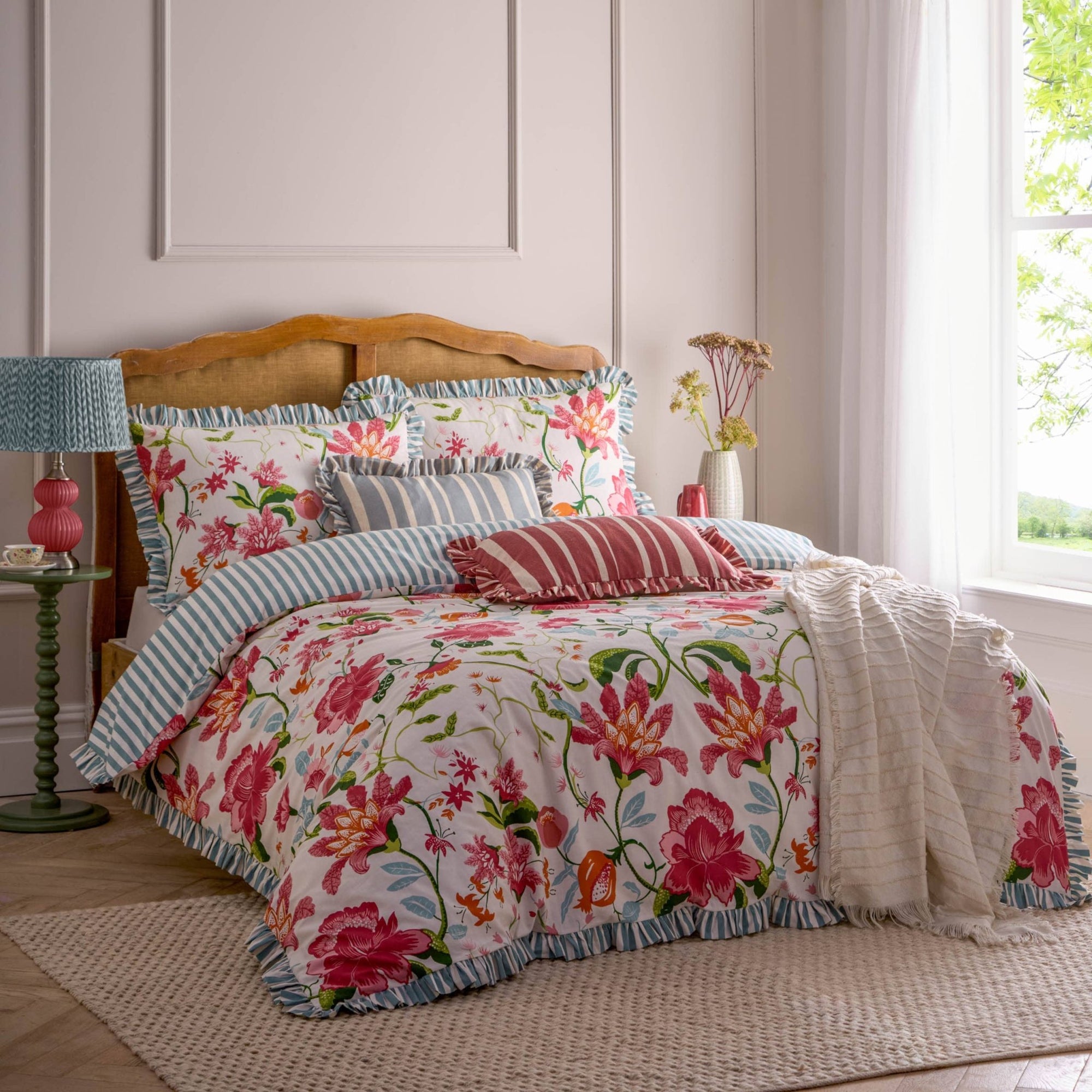 Claudia Floral Ruffle Duvet Cover Set Multicolor - Hstrends