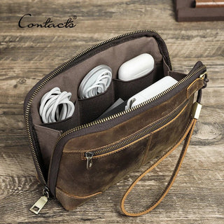 CONTACT Men Genuine Leather Clutch Wallet Organizer Storage Bag - Hstrends