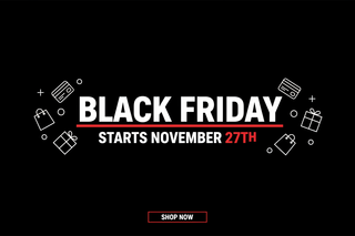 Create banner image for my website for black friday promotion that is starting on 27th November. Keep the style of the image basic color. Keep the banner length to 1080px and height to 600px 
