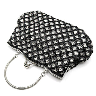 crystal Embellished Beaded Evening Bag with Handle - clutch with handle - Hstrends