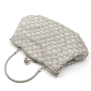 crystal Embellished Beaded Evening Bag with Handle - clutch with handle - Hstrends