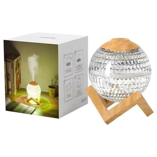 Crystal LED Aromatherapy Essential Oil Diffuser with Wooden Stand - Hstrends