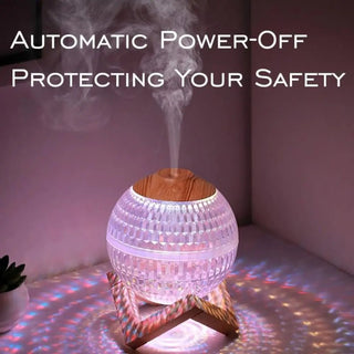 Crystal LED Aromatherapy Essential Oil Diffuser with Wooden Stand - Hstrends