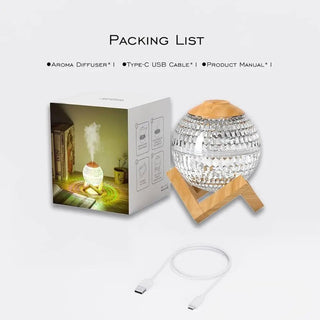 Crystal LED Aromatherapy Essential Oil Diffuser with Wooden Stand - Hstrends