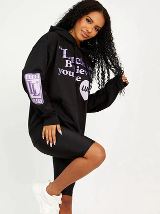 Stylewise Luck Is Believing Graphic Print Hoodie - Premium Activewears from Stylewise - Just £28! Shop now at hstrends