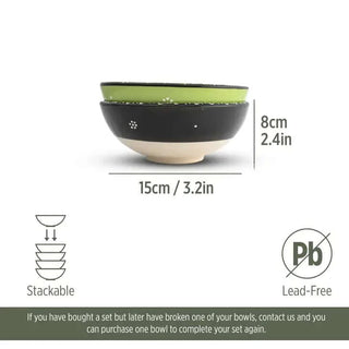 Bascuda Decorative Bowl Set of 2 Dip Dish Mexican Black Green 15cm - Premium Bowls from Bascuda - Just £16! Shop now at hstrends