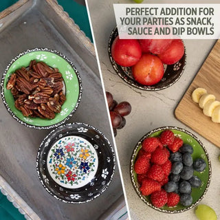 Decorative Set of 2 Mexican bowls in Black and Green 15cm - Hstrends