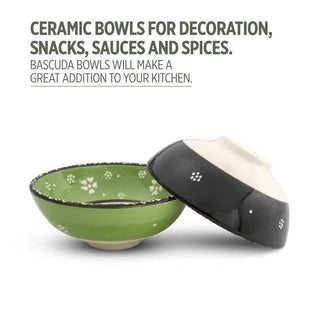 Decorative Set of 2 Mexican bowls in Black and Green 15cm - Hstrends
