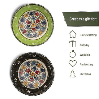 Decorative Set of 2 Mexican bowls in Black and Green 15cm - Hstrends