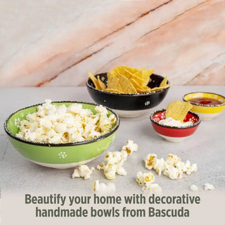 Decorative Set of 2 Mexican bowls in Black and Green 15cm - Hstrends