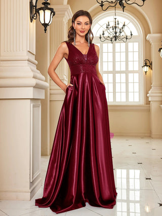 deep V neck Sequined Evening Maxi Dress - Hstrends