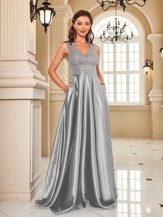 deep V neck Sequined Evening Maxi Dress - Hstrends