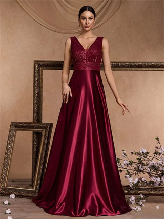 deep V neck Sequined Evening Maxi Dress - Hstrends