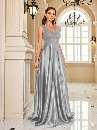 deep V neck Sequined Evening Maxi Dress - Hstrends