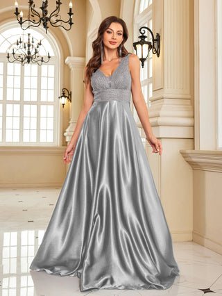 deep V neck Sequined Evening Maxi Dress - Hstrends
