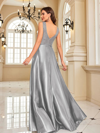 deep V neck Sequined Evening Maxi Dress - Hstrends