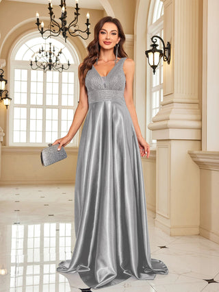 deep V neck Sequined Evening Maxi Dress - Hstrends