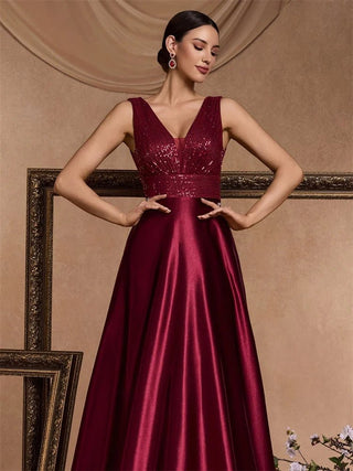 deep V neck Sequined Evening Maxi Dress - Hstrends