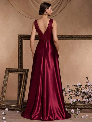 deep V neck Sequined Evening Maxi Dress - Hstrends