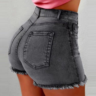Denim Tassel High Waist Denim Shorts - Hstrends