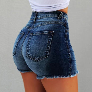 Denim Tassel High Waist Denim Shorts - Hstrends
