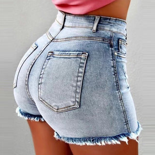 Denim Tassel High Waist Denim Shorts - Hstrends