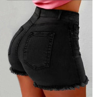 Denim Tassel High Waist Denim Shorts - Hstrends