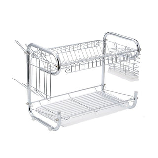 Double - layer Drain Dish Rack Multi - function Stainless Steel Kitchen Desktop Storage Dish Rack Home Storage Supplies - Hstrends
