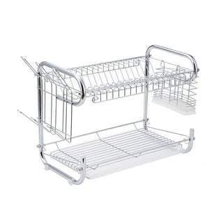 Double - layer Drain Dish Rack Multi - function Stainless Steel Kitchen Desktop Storage Dish Rack Home Storage Supplies - Hstrends