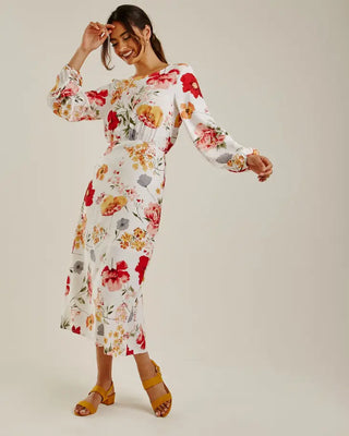 Floral Chiffon Maxi Dress White - Premium women dresses from Dusty Pink - Just £35! Shop now at hstrends