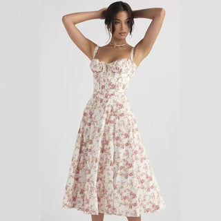 Long Sleeveless Elegant Flowers Dress