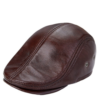 Genuine Leather Beret Hat for Autumn and Winter