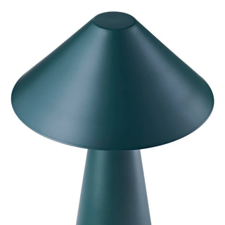 Matte Forest Green Rechargeable Touch Dimmable Table Lamp with Wide Metal Shade