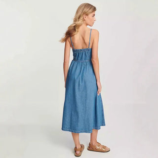Elegant Commuter Fashion Suspender Denim Women's Dress - Hstrends