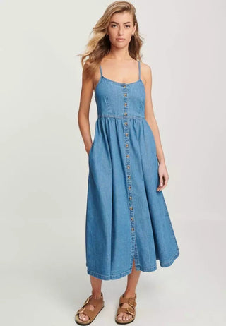 Elegant Commuter Fashion Suspender Denim Women's Dress - Hstrends