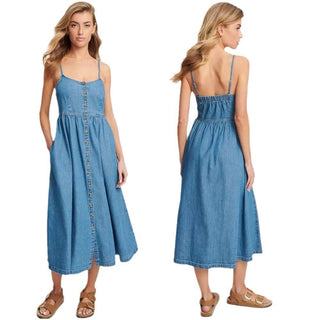 Elegant Commuter Fashion Suspender Denim Women's Dress - Hstrends