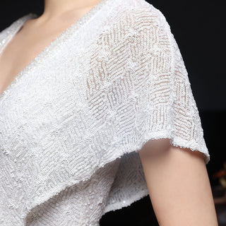 Elegant Women's V - neck Sequin Fishtail Banquet Dress - Hstrends