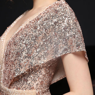 Elegant Women's V - neck Sequin Fishtail Banquet Dress - Hstrends