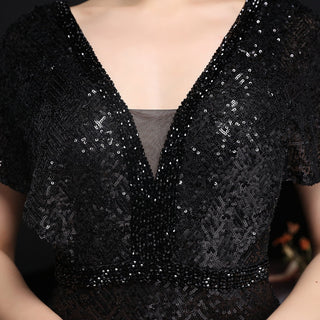 Elegant Women's V - neck Sequin Fishtail Banquet Dress - Hstrends