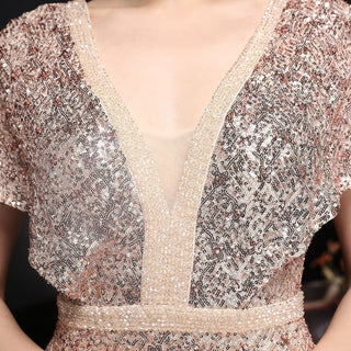 Elegant Women's V - neck Sequin Fishtail Banquet Dress - Hstrends