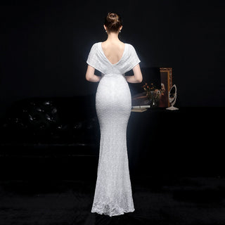 Elegant Women's V - neck Sequin Fishtail Banquet Dress - Hstrends