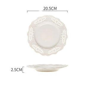 Embossed Porcelain Dessert Plate - Ceramic Household Tray - Hstrends