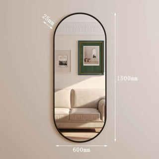 Emi - Full Length Black Metal Runway Oval Mirror - 150cm x 60cm